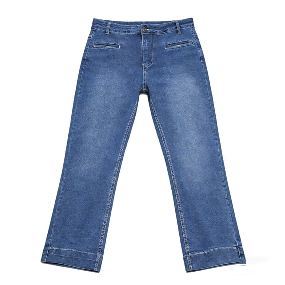Ashirexll Womens Summer Pants, Capri Pants for Women, Solid Color Straight Leg Loose Pocket Denim Casual Cropped Trousers