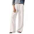 thumbnail image 1 of Ashirexll Womens Summer Pants, Cargo Pants Women, Spring Summer Solid Color Stretchy Waist Straight Casual Trousers, 1 of 7