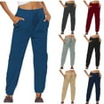 thumbnail image 1 of Ashirexll Womens Summer Pants, Wide Leg Pants Woman, Fashion Casual Color Elastic Loose Straight Wide Leg Pocket Trousers, 1 of 6