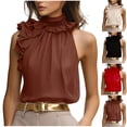 thumbnail image 1 of Ashirexll Womens Summer Tops, Casual Fashion Petal Collar Solid Color Sleeveless Blouses Summer Tops, 1 of 5