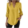 thumbnail image 1 of Ashirexll Womens Summer Tops, Short Sleeve Shirts for Women, Fashion Casual Solid Color 3/4 Sleeve Button Blouse, 1 of 7
