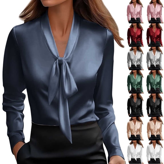 Ashirexll Womens Summer Tops, Short Sleeve Shirts for Women, Short Sleeve Solid V-Neck Work Blouse Business Casual Outfits