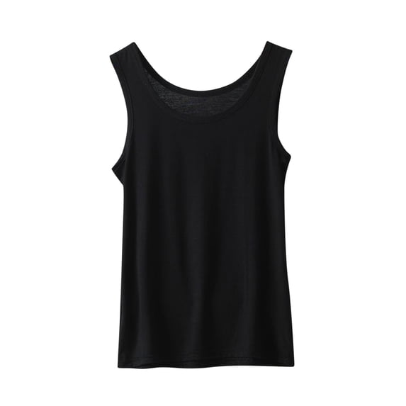 Ashirexll Womens Summer Tops, Solid Color Loose Sleeveless Round Neck T Shirt Home Thin Layering Blouses