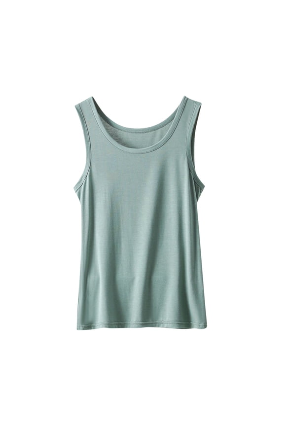 Womens Summer Tops, Solid Color Loose Sleeveless Round Neck T Shirt Home Thin Layering Blouses