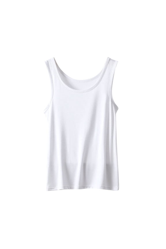 Womens Summer Tops, Solid Color Loose Sleeveless Round Neck T Shirt Home Thin Layering Blouses