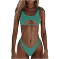 thumbnail image 1 of Ashirexll Womens Swimsuits, Two Piece Swimsuit for Women, Solid Color Fashion Casual Broadband Sling Hollow Out Bikinis Sets Green M, 1 of 8