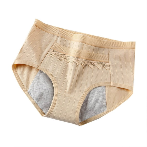 Ashirexll Womens Underwear Fashion Solid Color Cotton Lace Low Waist Briefs Soft Breathable Comfortable Traceless Panties for Girls Beige XL
