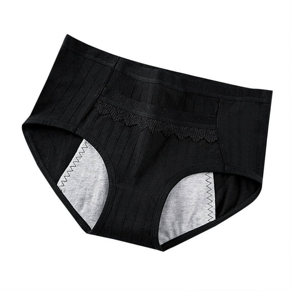 Ashirexll Womens Underwear Fashion Solid Color Cotton Lace Low Waist Briefs Soft Breathable Comfortable Traceless Panties for Girls Black L