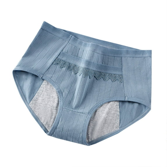 Ashirexll Womens Underwear Fashion Solid Color Cotton Lace Low Waist Briefs Soft Breathable Comfortable Traceless Panties for Girls Blue L