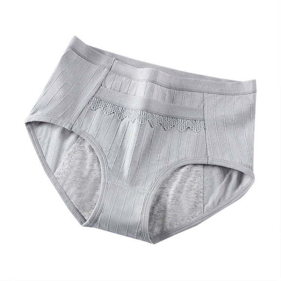 Ashirexll Womens Underwear Fashion Solid Color Cotton Lace Low Waist Briefs Soft Breathable Comfortable Traceless Panties for Girls Gray L