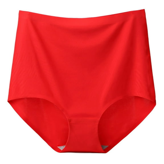 Ashirexll Womens Underwear, Panties for Women, High Waisted Period Underwear for Women Plus Size Solid Color Seamless Panties Full Coverage Underwear Soft Stretch Briefs Red XL