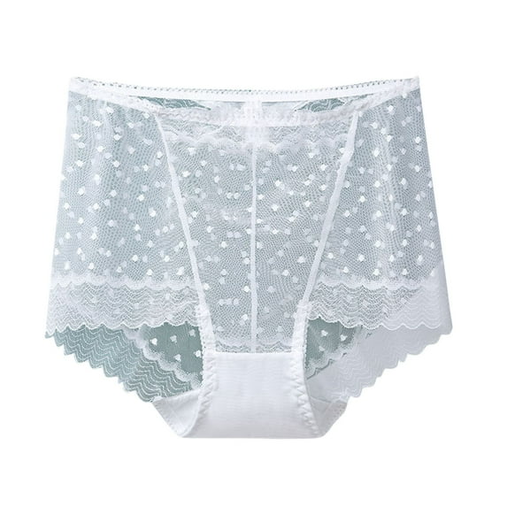 Ashirexll Womens Underwear, Period Underwear for Women, Panties for Women, Plus Size High Waist Sexy Lace Ultra-Thin Breathable Mesh Butt Lifting and Control Panties White A XL