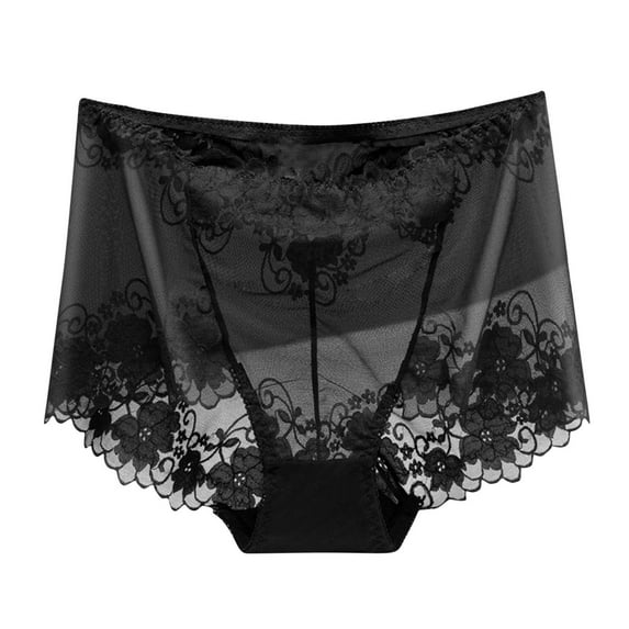 Ashirexll Womens Underwear, Period Underwear for Women, Panties for Women, Plus Size High Waist Sexy Lace Ultra-Thin Breathable Mesh Butt Lifting and Control Panties Black C L