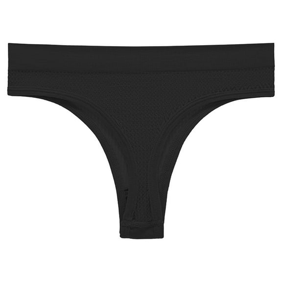 Ashirexll Womens Underwear Solid Color Mid Waist Soft Breathable Comfortable Thongs for Women Black M