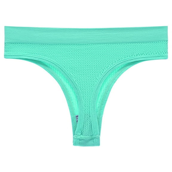 Ashirexll Womens Underwear Solid Color Mid Waist Soft Breathable Comfortable Thongs for Women Mint Green S