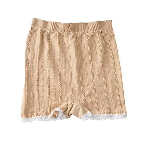 Ashirexll Womens Underwear Solid Color Seamless Lace Lace Cotton Slip Seamless Mid Waist Underwear Pants Khaki Free Size