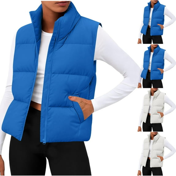 Ashirexll Womens Vests Outerwear, Womens Winter Coats, Classic Solid Color Sleeveless Jacket for Layering and Style