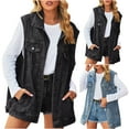 thumbnail image 1 of Ashirexll Womens Vests Outerwear, Womens Winter Coats, Fashion Casual Pockets Button Sleeveless Denim Jacket Coat for Women, 1 of 7