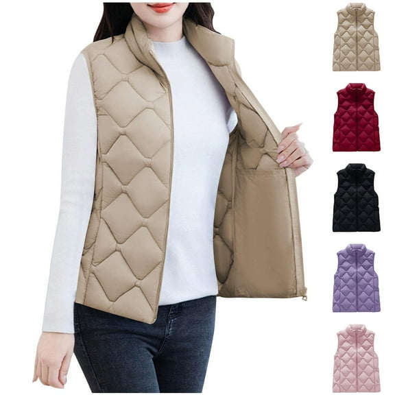Ashirexll Womens Vests Outerwear, Womens Winter Coats, Winter Solid Color Sleeveless Top With Thick Flannel And Fleece Lining