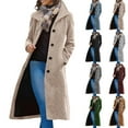 thumbnail image 1 of Ashirexll Womens Winter Coats, Jackets for Women Trendy, Casual Solid Thicken Wool Stand Collar Pocket Coat with Inner Lining, 1 of 7