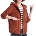 thumbnail image 1 of Ashirexll Womens Winter Coats, Jackets for Women Trendy Solid Color Button Up Blouse with Pockets and Hooded, 1 of 7