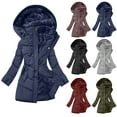 thumbnail image 1 of Ashirexll Womens Winter Coats, Jackets for Women Trendy, Solid Color Long Sleeve Hooded Fashion Padded Jacket, 1 of 6