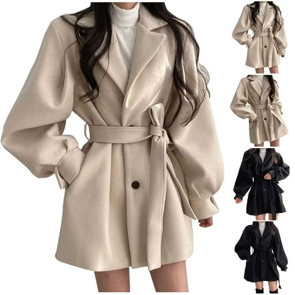 Ashirexll Womens Winter Coats, Womens Fleece Coats, Fashion Solid Color Sweater Coat with Pocket Long Sleeves Casual Tops