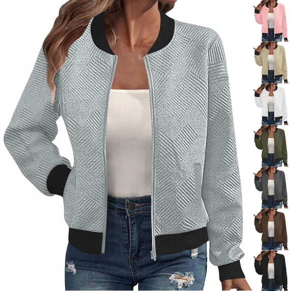 Ashirexll Womens Winter Coats, Womens Fleece Coats, Loose Long Sleeve Zipper Jacket Casual Coarse Knitted Baseball Style