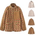 thumbnail image 1 of Ashirexll Womens Winter Coats, Womens Fleece Coats, Warm Winter Outfit with Lamb Wool Floral Print Zipper Pocket Hoodie Jacket, 1 of 5