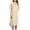 thumbnail image 1 of Ashirexll Womens Winter Dresses, Midi Dresses for Women, Fall Knitted Loose Long Dress With Large Split Casual Solid Color, 1 of 4