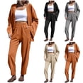 thumbnail image 1 of Ashirexll Womens Winter Outfits Outfits for Womens Fashion Sports Casual Long Pants Set with Hooded Sweater Top and Pockets, 1 of 7