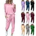 thumbnail image 1 of Ashirexll Womens Winter Sets 2 Piece Sets for Women Casual Elastic Waist Pocket Pants and Round Neck Long Sleeve Pullover Sweater Knit Suit, 1 of 4
