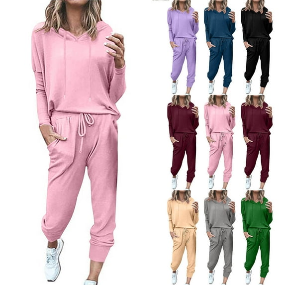 Ashirexll Womens Winter Sets 2 Piece Sets for Women Casual Elastic Waist Pocket Pants and Round Neck Long Sleeve Pullover Sweater Knit Suit