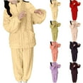 thumbnail image 1 of Ashirexll Womens Winter Sets 2 Piece Sets for Women Solid Color Fall Winter Long Sleeve Comfortable Hooded Top and Casual Pants Home Set, 1 of 6