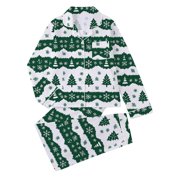 Ashirexll Womens Winter Sets, Fuzzy Pajamas for Women, Casual Button Down Print Long Sleeve Blouse and Pants Comfortable Two Piece Set