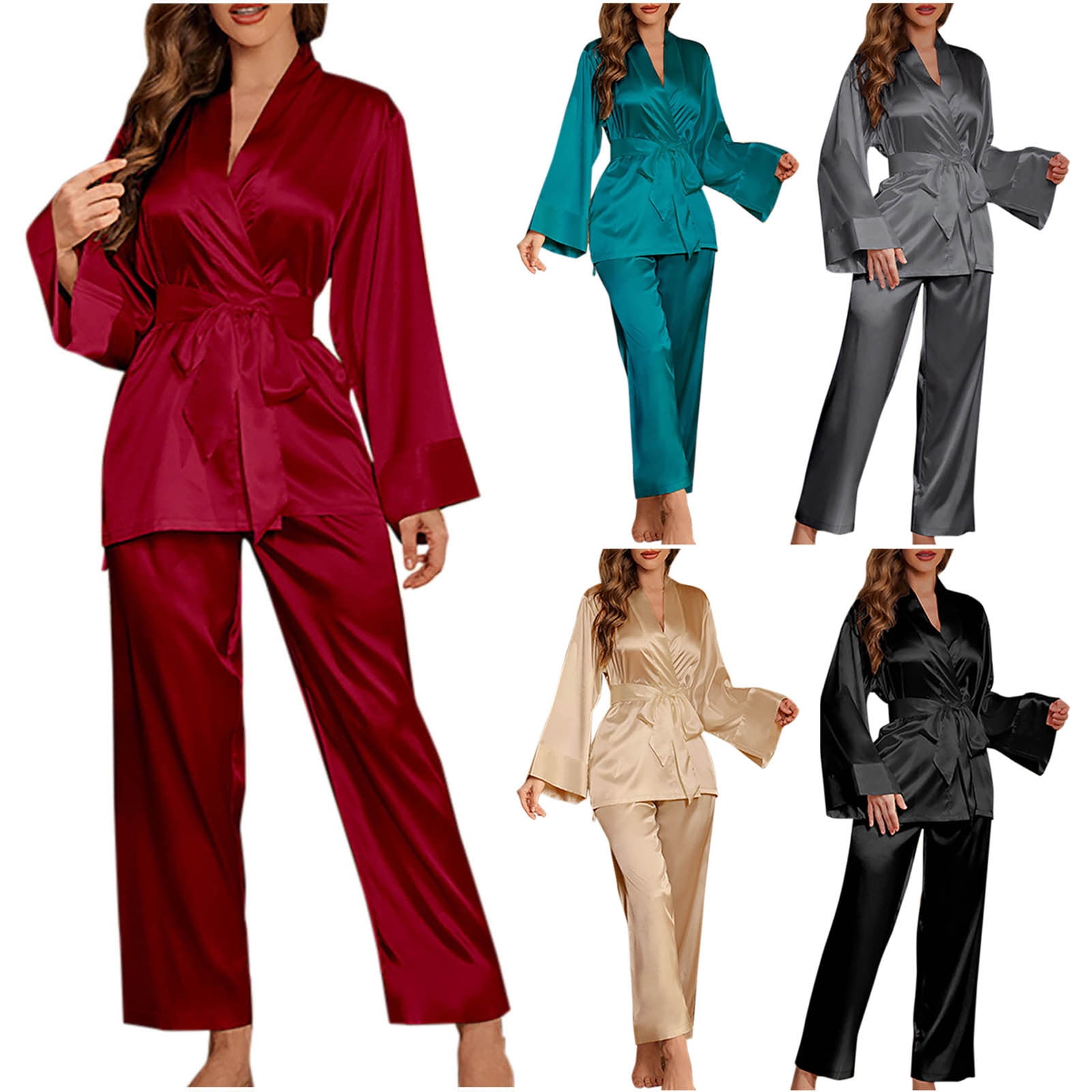 Elegant 4-Piece Women's Winter Pajama Set with Lace Robe