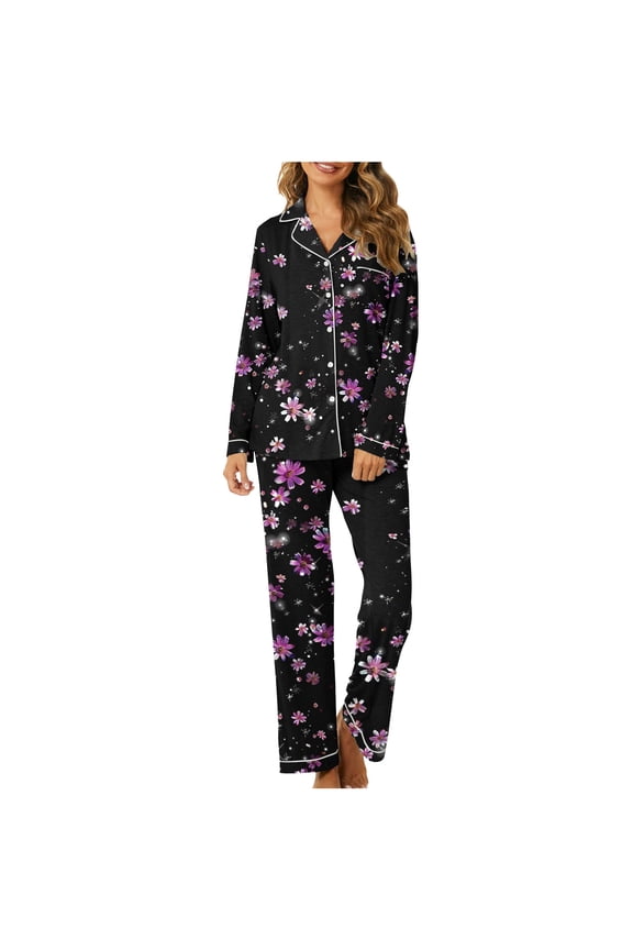 Womens Winter Sets, Fuzzy Pajamas for Women, Long Sleeve Long Pants Couple Pajamas Home Clothes Set for Women