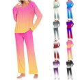 thumbnail image 1 of Ashirexll Womens Winter Sets, Fuzzy Pajamas for Women, Stylish Gradient Print Casual Top with Pants Pajama Set, 1 of 6
