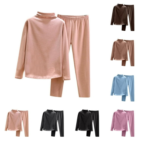 Ashirexll Womens Winter Sets Outfits for Ladies Fashion Fleece Half High Collar Long Sleeve Top and Warm Pants Suit