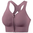 thumbnail image 1 of Ashirexll Workout Bras for Women, Sports Bras for Women Large Bust, Solid Color Sports Bra with Front Zipper and Back Gather Detail, 1 of 4