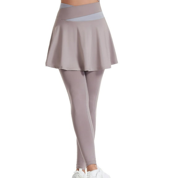 Ashirexll Yoga Pants Women, Skirted Yoga Legging with Skirts High Waist Women Tennis Leggings Clothes Gray M