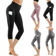 thumbnail image 1 of Ashirexll Yoga Pants Women, Womens Summer Pants, Quick Dry Solid Color Pocket Elastic Waist Casual Yoga Capri Pants, 1 of 5