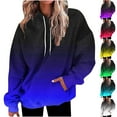 thumbnail image 1 of Ashirexll Zip Up Hoodie Womens Hoodies Pullover Winter Tops Womens Long Sleeve Tops Casual Gradient Print Hooded Sweatshirt Long Sleeve Pocket Fall Winter Top, 1 of 5