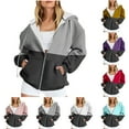thumbnail image 1 of Ashirexll Zip Up Hoodie Women, Winter Tops for Women, Casual Printed Zippered Long Sleeve Hooded Jacket, 1 of 5