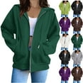 thumbnail image 1 of Ashirexll Zip Up Hoodie Women, Winter Tops for Women, Fashion Casual Printed Long Sleeve Blouse with Pocket and Hood, 1 of 7