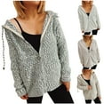 thumbnail image 1 of Ashirexll Zip Up Hoodie Women, Winter Tops for Women, Knitted Hooded Zipper Pocket Cardigan Sweater Coat, 1 of 7