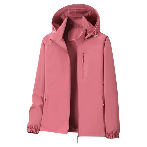 Ashirexll Zip Up Hoodie Womens Hoodies Winter Tops Long Sleeve Casual Solid Color Waterproof Windbreaker Rain Jacket with Pocket