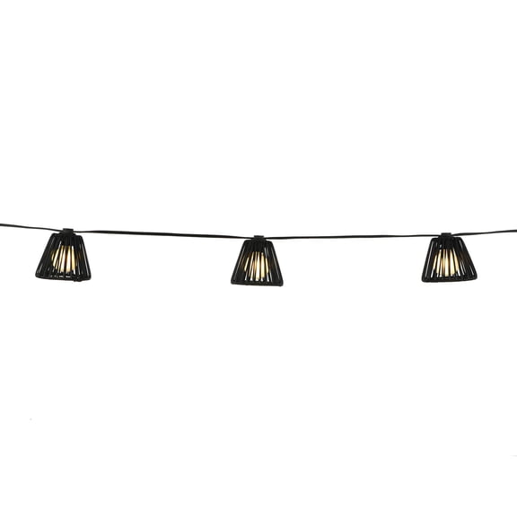 Ashland 10ct. Black Rattan LED String Lights , Summer Outdoor Home Decor