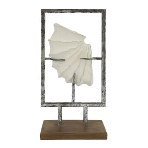 Ashland 12.75" Silver & White Floating Shell Tabletop Decor , Summer Home Decor