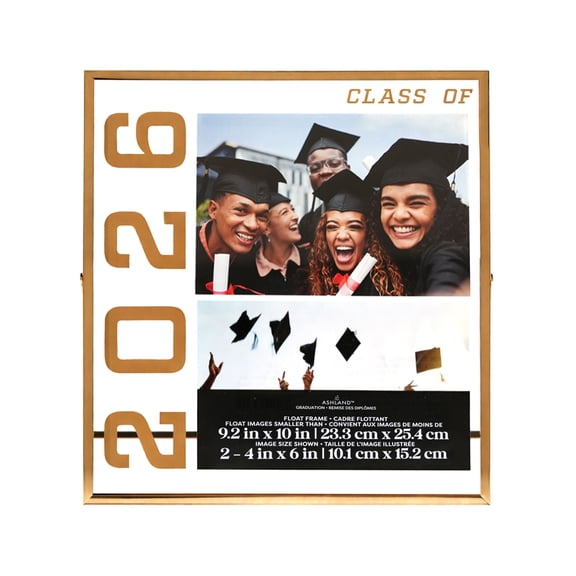 Ashland 2 Opening 4" x 6" Gold 2026 Metal Tabletop Float Frame, Graduation
